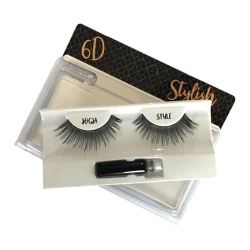 Natural Hair False Lashes In Jogja 6D Style with Adhesive Set سيت رموش طبيعية مع لاصق