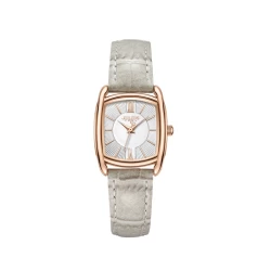 ساعة نسائية من جوليوس الكورية جاي اي1364اي مستطيلة سير جلد ابيض مينا بيضاء JULIUS Watch JA-1364A for Women - Analog, Leather - Gray