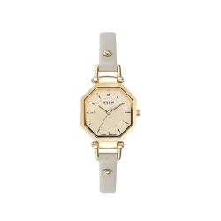 ساعة جوليوس الكورية جاي اي 750 دي النسائية الأنيقة ساعه ثمانيه بلون ذهبي فاتح مع سوار جلد حليبي ومينا حليبيه JULIUS Watch for Women JA-750 - Analog, Leather - Milky