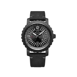 ساعة رجالية من جوليوس الكورية دائرية سوداء سير جلد اسود مينا سوداء JULIUS Watch for Men - Analog Display, Leather Band