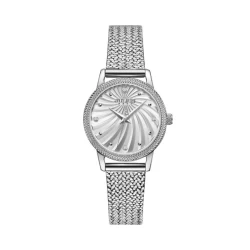 ساعة نسائية كورية من جوليوس الكورية دائرية سيلفر سير ستيل سيلفري ومينا سيلفري JULIUS Watch JA-1219A for Women - Analog Display, Stainless Steel Band - Silver